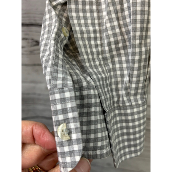 Men's Vineyard Vines Gray White Gingham Slim Fit Tucker Shirt XL - Picture 4 of 6